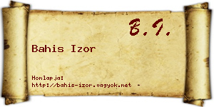 Bahis Izor névjegykártya